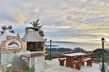 outdoor grill, view of the town of Rab